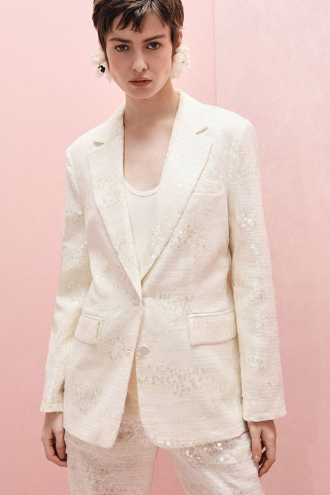 Blazer regular-fit con paillettes e chiusura a bottoni