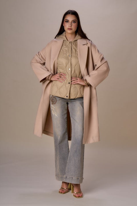 Cappotto con gilet in piuma