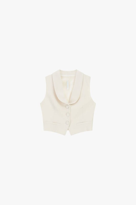 Gilet con rever e bottoni rivestiti