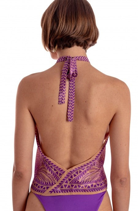 Top foulard stampa tiger sun