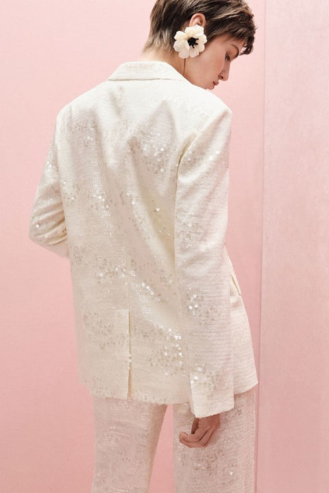 Blazer regular-fit con paillettes e chiusura a bottoni