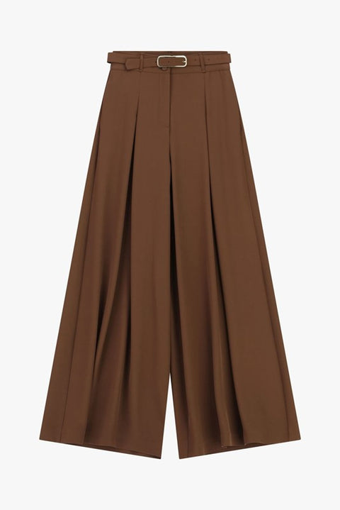 Pantaloni palazzo a vita alta con cintura
