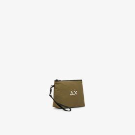 Pochette in nylon verde militare scuro
