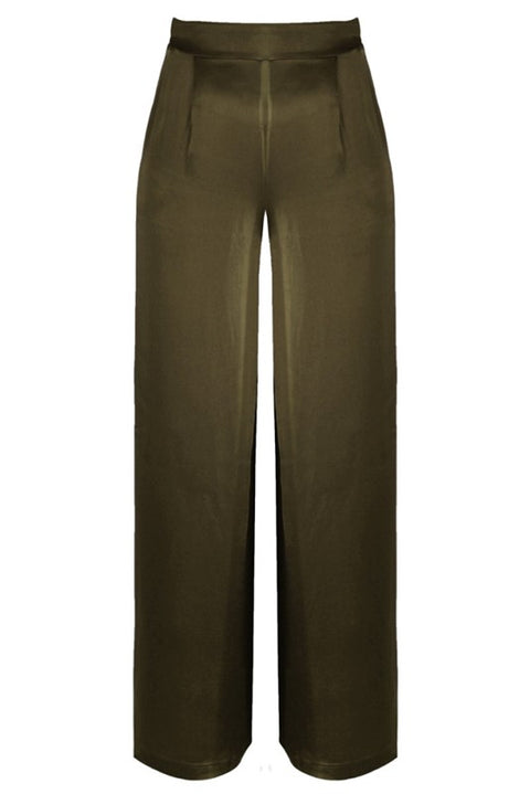 Pantalone palazzo in raso elasticizzato