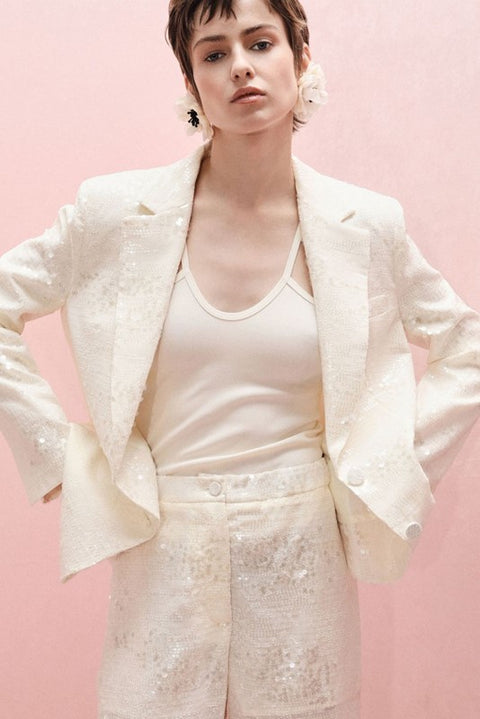 Blazer regular-fit con paillettes e chiusura a bottoni