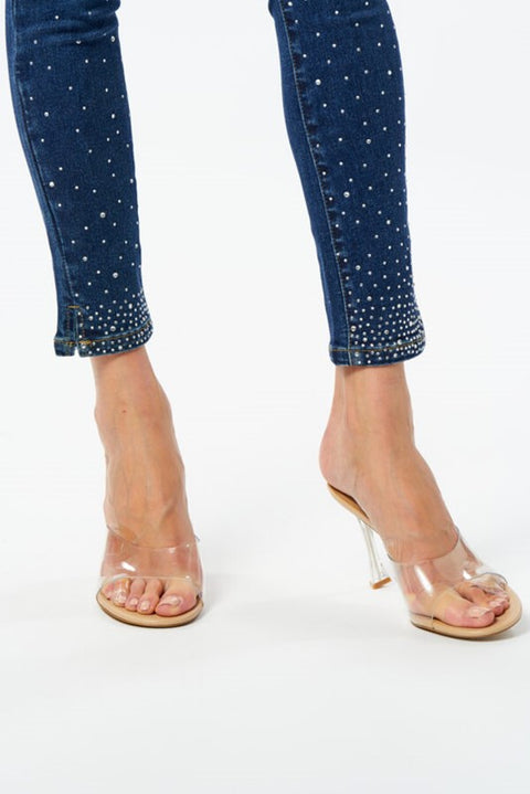 Jeans pushup cascata diamanti