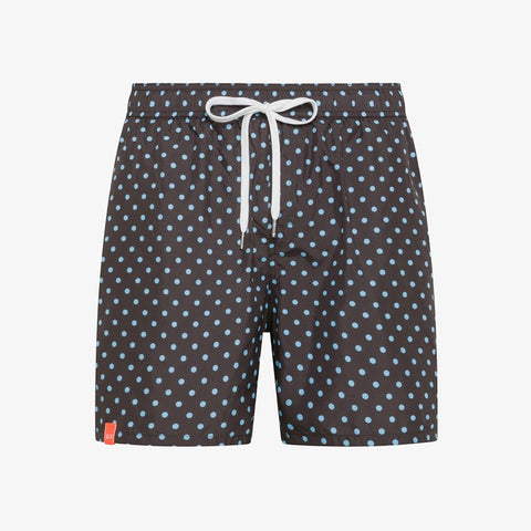 Shorts mare con stampa nero/turchese
