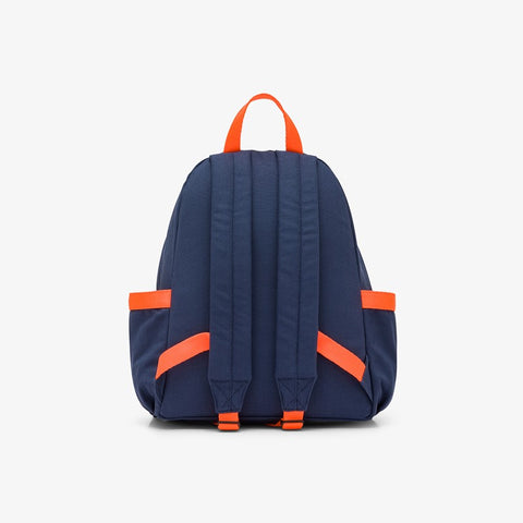 Zaino in tela di cotone blu navy/arancio fluo
