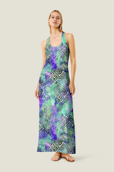 Abito lungo patch animalier