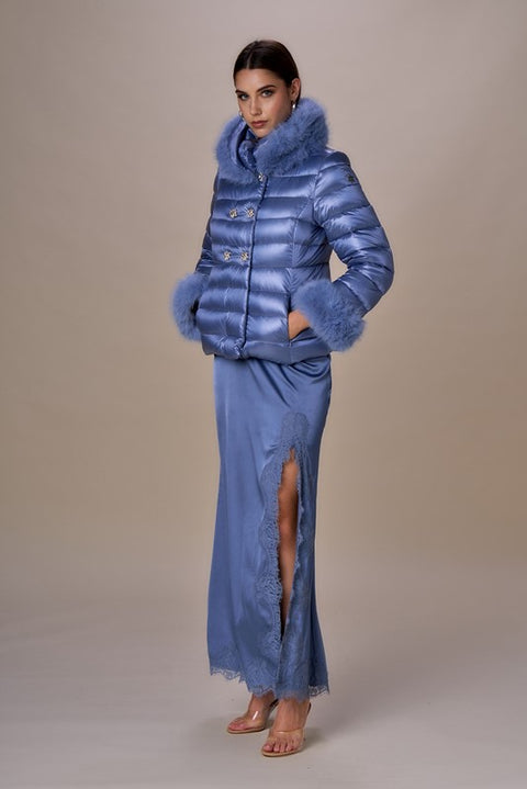 Piumino doppiopetto corto lurex